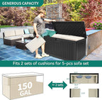 YITAHOME 150 Gallon Double-Wall Deck Box with Side Handles, Outdoor Large Storage for Patio Furniture Cushions, Garden Pool Accessories, Water Resistant & Lockable