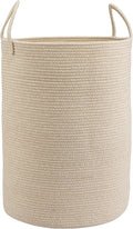 Woven Cotton Rope Laundry basket-16”X22” Laundry Hamper-Rope Storage Basket for Dirty Clothes, Toys and Blankets Perfect for Bathroom, Baby nursery and Living Room Storage (oatmeal, Large)
