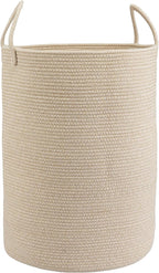 Woven Cotton Rope Laundry basket-16”X22” Laundry Hamper-Rope Storage Basket for Dirty Clothes, Toys and Blankets Perfect for Bathroom, Baby nursery and Living Room Storage (oatmeal, Large)