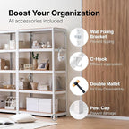 HOMEDANT House 24.4" W 5 Tier Heavy Duty Garage Shelving Adjustable Metal Rack Storage Shelves Standing Shelf Unit Organizers Pantry Closet Office White 2Pack
