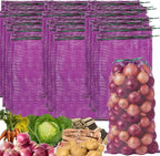 SATINIOR 60 Pcs Large Mesh Storage Produce Bags 21'' x 32'' Mesh Onion Bags 50 Lbs Reusable Vegetable Storage with Drawstring Potato Sacks for Onion Potato Citrus Fruit Produce Firewood (Purple)
