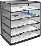 Amazon Basics 5-Tier Mesh Desk Organizer, File Holder, Paper Sorter for Office Supplies, Mail, Documents, 13.6 x 9.5 x 12.8 inches, Black