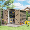 Outsunny 4.6' x 9' Steel Outdoor Storage Shed, Waterproof Lean to Shed, Metal Garden Tool House with Foundation Kit, Lockable Doors, Gloves and 2 Air Vents for Backyard, Patio, Lawn, Brown