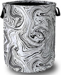 Black and White Marble Texture Laundry Basket Foldable With Handles Tote Bag Oxford Cloth Funny Laundry Hamper Clothes Storage Bucket Toy Organizer 18.9"x16.5"For Bathroom/Laundry/Bedroom