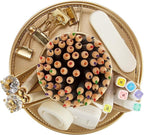 Annova Mesh Desk Organizer Rotate with 5 Compartments Round Spinning Tidy Candy/Pen Holder Desk Accessories Office, Art Supply, Storage, Classroom, Home (Gold)