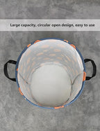 QUEENLALA Large Storage Basket,Laundry Hamper/Bathroom/Home Decor/Collapsible Round Storage Bin,Boys and Girls Hamper/Boxes/Clothing(Round-Basketball)