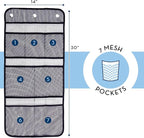 S&T INC. Shower Organizer, Shower Caddy or Bathroom Organizer with Quick Drying Mesh, 7 Pockets to Hold Shampoo, Soap, Loofah, and Cruise Ship Essentials, 14 Inch by 30 Inch, Black, 2 Pack
