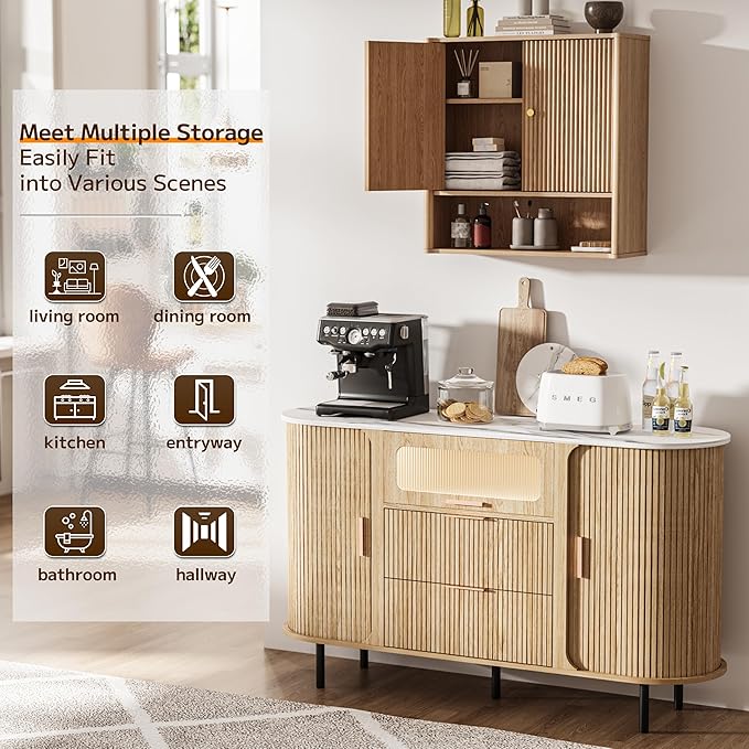 Bathroom Wall Cabinet, Medicine Cabinet with Adjustable Wood Shelf & Doors, Over The Toilet Storage Organizer Wall Mounted Storage Cabinet for Laundry Room, Kitchen, Living Room, Cupboard, OAK