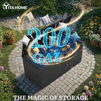 YITAHOME 200 Gallon Large Outdoor Storage Box XL Resin Deck Box with Lock, Waterproof Patio Furniture Bin and 3-Person Bench Seating for Garden Tools & Pool Accessories, Black