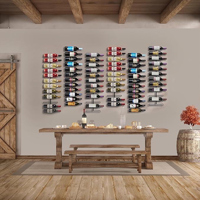 Sorbus Wall Mount Wine Rack – Holds 12 Bottles – Black Metal Wine Bottle Holder for Wall, Modern Wine Rack for Home Bar, Kitchen