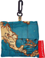 Kikkerland Travel-Size Laundry Bag, World Map Design Heavy Duty Laundry Bag, Polyester, Built-in Pouch, Inner Loop and Carabineer, Multicolor