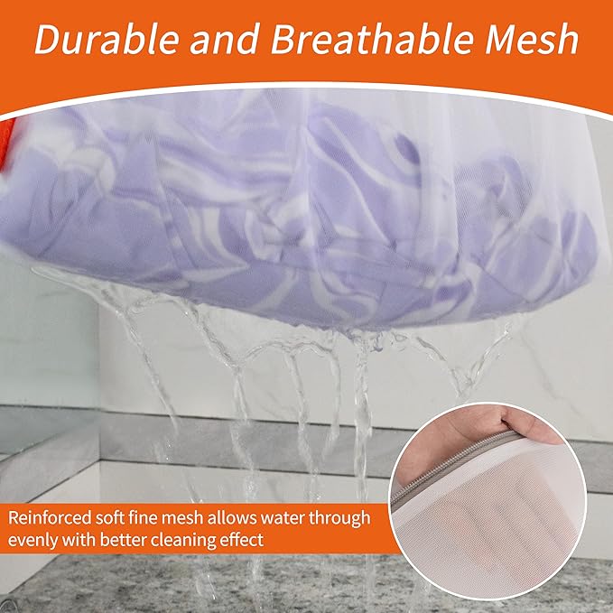 Polecasa 3Pcs 12 x 16 Inches Extra Durable Fine Mesh Laundry Bags with Sturdy Zipper for Delicates (3 Medium)