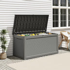 Outdoor Storage Box, Resin Deck Boxes Indoor and outdoor, Waterproof Storage Box Lockable Lid Grey,320 Gallon