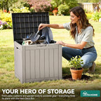 YITAHOME 31 Gallon Outdoor Storage Deck Box, Waterproof Resin Package Delivery and Storage Box with Lockable Lid for Patio Furniture Cushions, Pool Accessories, Garden Tools, Taupe