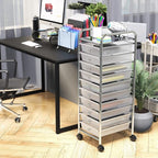 Simple Houseware Utility Cart with 10 Drawers Rolling Storage Art Craft Organizer, Chrome