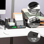 Mind Reader 7-Compartment Desktop Organizer, File & Accessory Storage, Metal Mesh Office Organizer for Desk, Workspace, Mail, Black