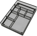 Desk Drawer Organizer Tray,Drawer Organizer for Office and Home,Desk Organizer with Drawers,7 Compartments,Non-Slip Desk Organizers (Black, 12.3" L x 8.3" W x 1.8" H)