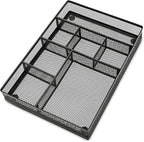 Desk Drawer Organizer Tray,Drawer Organizer for Office and Home,Desk Organizer with Drawers,7 Compartments,Non-Slip Desk Organizers (Black, 12.3" L x 8.3" W x 1.8" H)