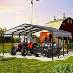 20x20 FT Metal Carport with Heavy Duty Carport Canopy, Car Port with Reinforced Base and Five Canopy Beams, 2 Car Garage Shelter for Car, Boats and Truck