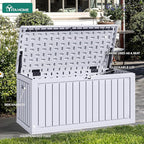 YITAHOME 90 Gallon Large Deck Box, Double-Wall Resin Outdoor Storage Boxes, Deck Storage for Patio Furniture, Cushions, Pool Float, Garden Tools, Lockable & Waterproof (White)