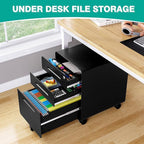 SISESOL 3 Drawer File Cabinet with Lock,Rolling File Cabinets,Under Desk File Cabinet,Three Drawer Filing Cabinet for Home Office with Wheels,Fit A4/Letter/Legal File,Fully Assembled Except Casters
