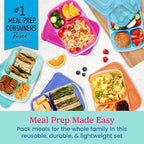 Bentgo Easyboxes - Original Stackable Lunch Boxes - Reusable 3-Compartment Food Containers for Kids and Adults - Bento Lunch Box for Meal Prep, School, & Work - BPA Free, Set of 10 (Jewel Brights)