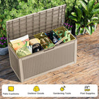 100 Gallon Outdoor Storage Box,Large Waterproof Resin Deck Box,Lockable Storage Container with Reinforced Support for Patio Cushions,Garden Tools,UV-Resistant(Grey,100Gallon)