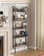 UMDONX Behind The Door Bathroom Shelf Narrow 5-Tier, Space-Saving Slim Storage Shelf Narrow Shelving Unit for Bathroom and Kitchen Black