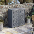 Indoor Outdoor Storage Cabinet Waterproof with Shelf,Plastic Storage Sheds Outdoor Cabinets for Patio/Garden/Backyard, Size 34.3''L*15''W*36.2''H（Gray）