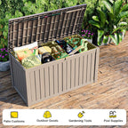 EasyUp 180 Gallon Outdoor Deck Box Waterproof, UV Resistant Resin Outdoor Storage Box with Hydraulic Rod for Delivery, Porch, Patio and Garden, Gray