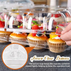 24 Count Cupcake Containers 15 Pack Cupcake Holders with Detachable Tall Dome Lids Clear Plastic Stackable Cupcake Boxes for 360 Cupcakes, BPA Free, Standard Size