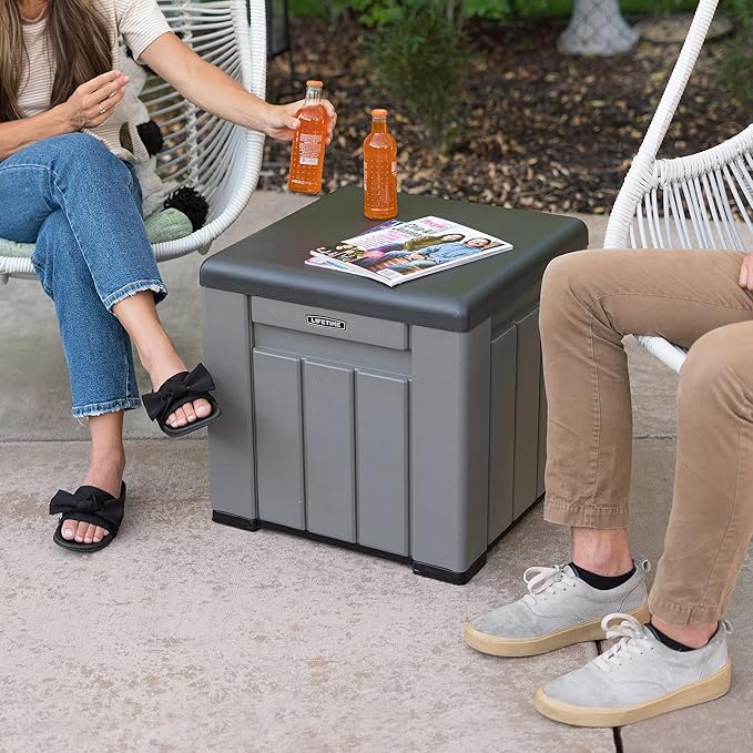 LIFETIME Outdoor Storage Cube Deck Box for Package Delivery, Patio Furniture Cushions, Garden Tools, Pool Accessories, 25 Gallon