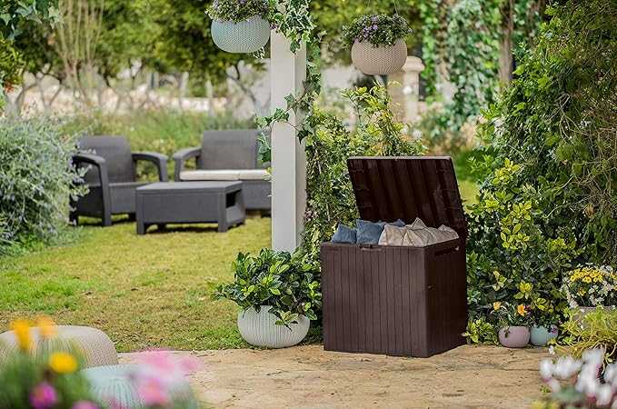 Keter City Outdoor Plastic Storage Box Garden Furniture 57.8 x 44 x 54.8 cm - Brown