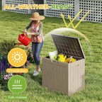 30 Gallon Resin Deck Box Outdoor Storage Box for Patio Furniture,Outdoor Cushions,Garden Tools and Pool Supplies,Waterproof,Lockable(Grey,30Gallon)