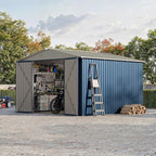 10 x 10 FT Outdoor Storage Shed,Metal Garden Sheds&Outdoor Storage Clearance, Large Tool Shed Outdoor with Single Lockable Door，Ideal Storage House for Backyard Garden Patio Lawn,Navy Blue