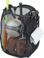 Simple Houseware Mesh Pop-Up Laundry Hamper Basket with Side Pocket, Black - 2 Pack