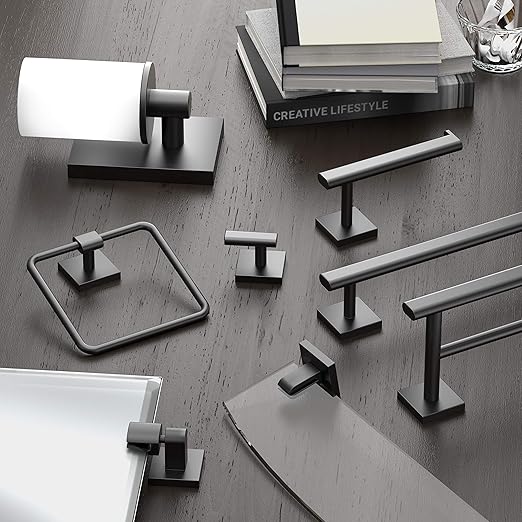 Gatco 4056MX Elevate Bathroom 8mm Tempered Glass Shelf, 20.13", Matte Black
