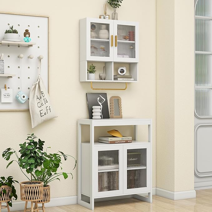 Wall Mounted Bathroom Storage Cabinet Medicine Cabinet with Acrylic Doors & Towel Bar Adjustable Shelves for Bathroom, Laundry Room, Bedroom, Enterway