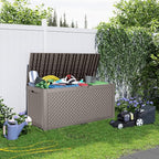 ROJIK Outdoor Storage Housing Deck Box - Waterproof Patio Furniture, Garden Tools, Cushions, Pool Accessories Storage Bench with Lockable Lid and Side Handles (Grey,125 Gal)