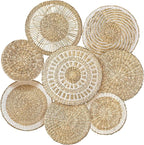 Xuhal 8 Pcs Boho Wall Basket Decor Decorative Bulrush Woven Basket Wall Decor Rustic Farmhouse Hanging Baskets for Kitchen Rustic Home Summer Decorations