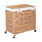 Seville Classics Premium Natural Handwoven Portable Laundry Bin Basket with Carrying Handles, Household Storage for Clothes, Linens, Sheets, Toys, Rattan, 3-Piece Hamper Set