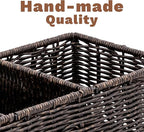 myHomeBody Wicker Basket With 3 Compartments, For Toilet Tank Paper Rolls, Hand Woven Bathroom Countertop Organizer, Bedroom Organization, 1pc, Rustic Brown