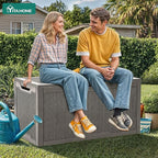 YITAHOME 100 Gallon Outdoor Storage Box, Large Water Resistant Resin Deck Box, Indoor Outdoor Lockable Storage Container for Patio, Garden, Cushions, Tools, Equipment (Taupe)