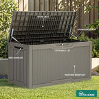YITAHOME 80 Gallon Outdoor Storage Box, Large Water Resistant Resin Deck Box, Indoor Outdoor Lockable Rattan Storage Container for Patio, Garden, Cushions, Tools, Equipment (Taupe)
