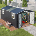 WACASA 10x16 FT Metal Shed with Base Frame Floor Kit | Heavy-Duty Military-Grade 20-Gauge Reinforced Frame with Powder Coating | 50 PSF Snow Load & 120 MPH Wind Rated | Skylight Tiny House Building
