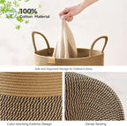 Laundry Hamper 62L,Large Laundry Basket for Clothes,Decorative Storage Basket for Blankets,Cotton Rope Woven basket for bedroom,Dark Brown