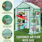 Greengro Greenhouse, 28 x 57 x 76'' Greenhouses for Outdoors, Small Plant Green House with Screen Windows, 3 Tiers 4 Shelves, Durable PE Cover, Plastic Portable Walk in Greenhouses for Outside Indoor