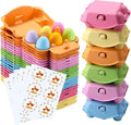 120 Pcs Colored Egg Cartons Half Dozen, Colorful Paper Pulp Cute Egg Basket Storage Container Holder, Easter Valentine Lover Gift Chicken Eggs Crate with Labels, Hold Up to 6 Huevos with Label Sticks