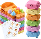 120 Pcs Colored Egg Cartons Half Dozen, Colorful Paper Pulp Cute Egg Basket Storage Container Holder, Easter Valentine Lover Gift Chicken Eggs Crate with Labels, Hold Up to 6 Huevos with Label Sticks