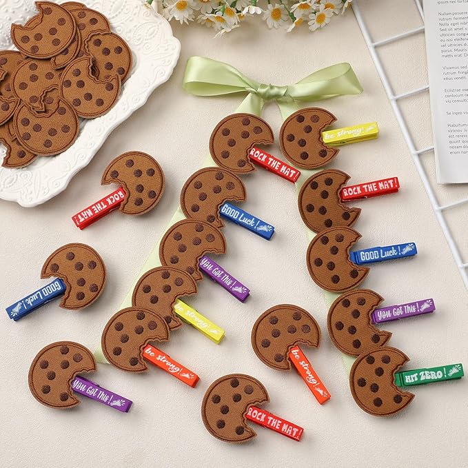 Kigeli 30 Pcs Spirit Clips Cheer Pins Cheerleader Gifts Clothes Pins For Backpacks Competition Glittered For Team Cheer Gifts Stuff Supplies Party Favors Accessories Bulk(Multicolor,Cookie)